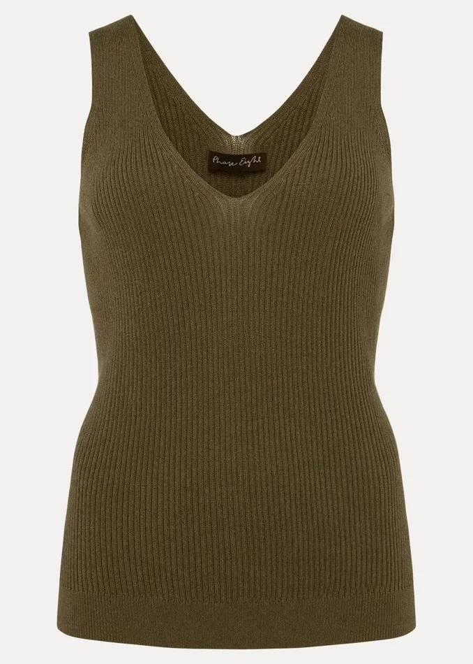 Phase Eight Tops and TShirts Caryl Ribbed Vest Top Khaki 8211 Women
