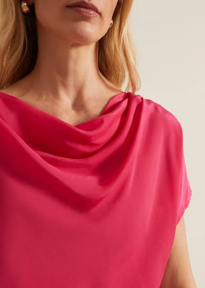 Phase Eight Tops and TShirts Cheryl Cowl Neck Woven Front Top Pink 8211 Women Phase Eight Tops and TShirts Cheryl Cowl Neck Woven Front Top Pink 8211 Women