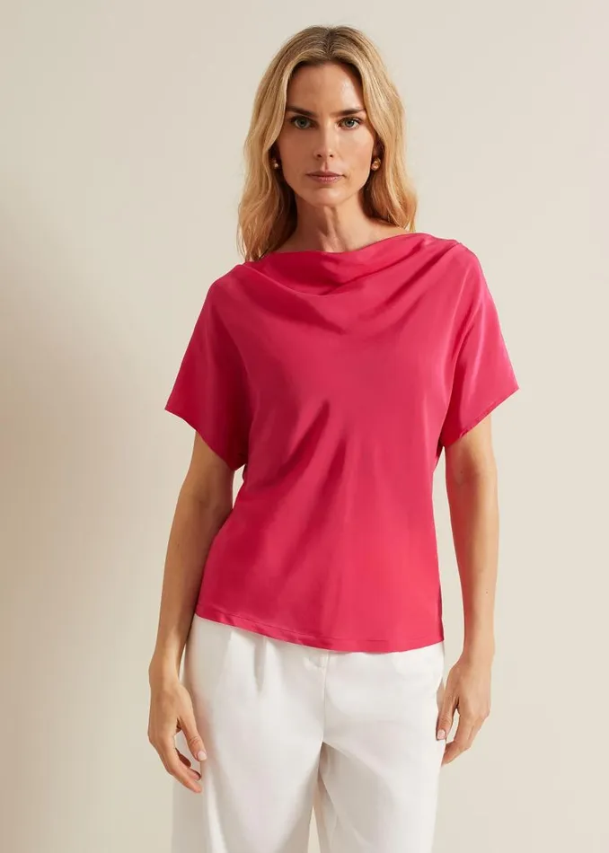 Phase Eight Tops and TShirts Cheryl Cowl Neck Woven Front Top Pink 8211 Women Phase Eight Tops and TShirts Cheryl Cowl Neck Woven Front Top Pink 8211 Women
