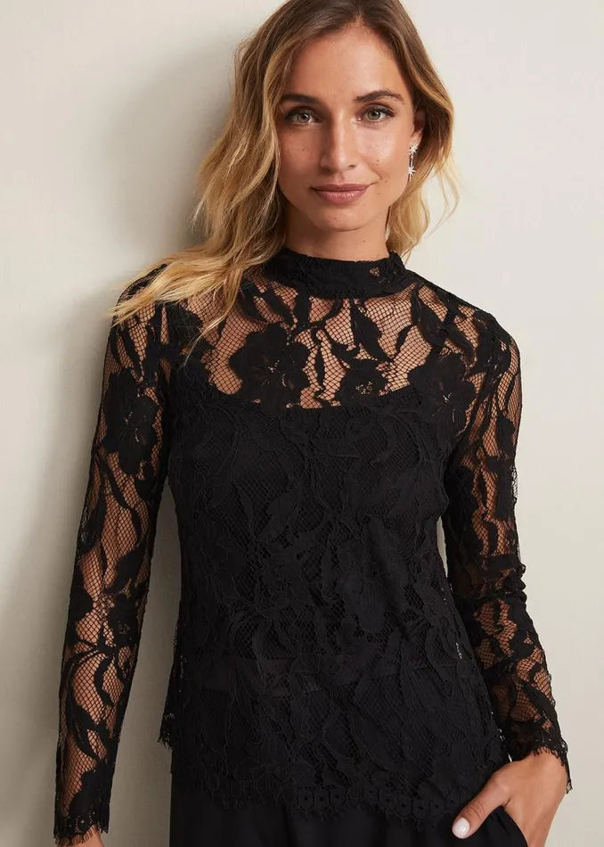 Phase Eight Tops and TShirts Lara Black Lace Top Black 8211 Women