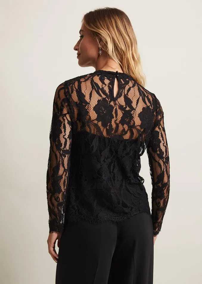 Phase Eight Tops and TShirts Lara Black Lace Top Black 8211 Women