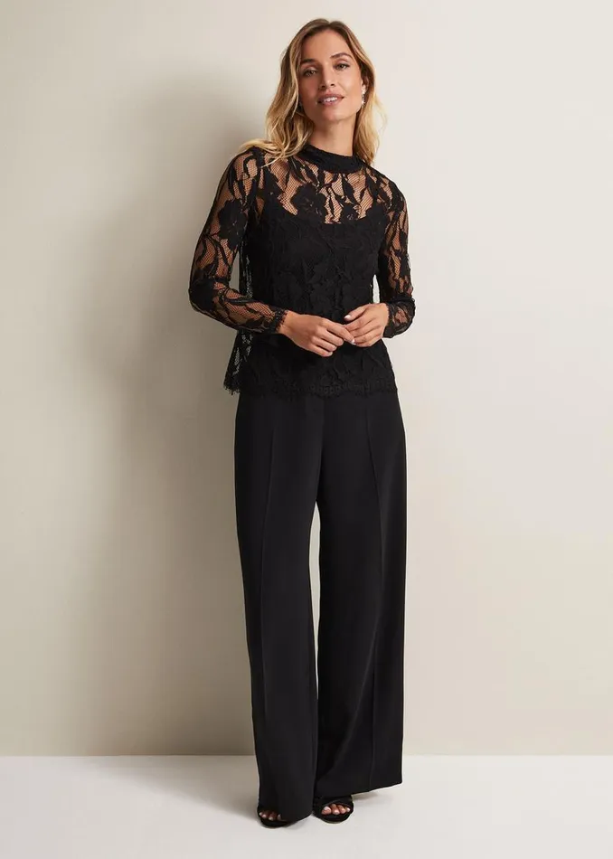 Phase Eight Tops and TShirts Lara Black Lace Top Black 8211 Women