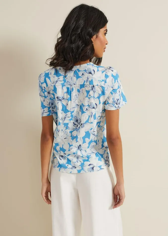 Phase Eight Tops and TShirts Lorenna Floral Print Top Blue 8211 Women