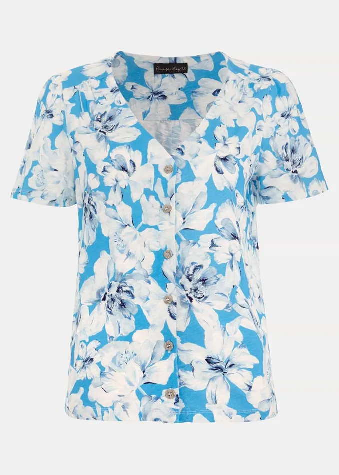 Phase Eight Tops and TShirts Lorenna Floral Print Top Blue 8211 Women