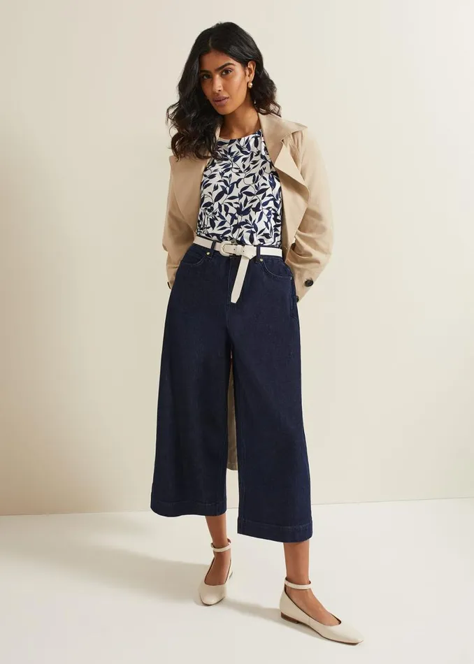 Phase Eight Tops and TShirts Nayana Leaf Print Top Navywhite 8211 Women