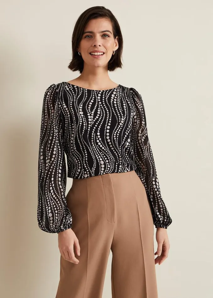 Phase Eight Tops and TShirts Patricia Pearl Print Woven Mix Top Black 8211 Women Phase Eight Tops and TShirts Patricia Pearl Print Woven Mix Top Black 8211 Women