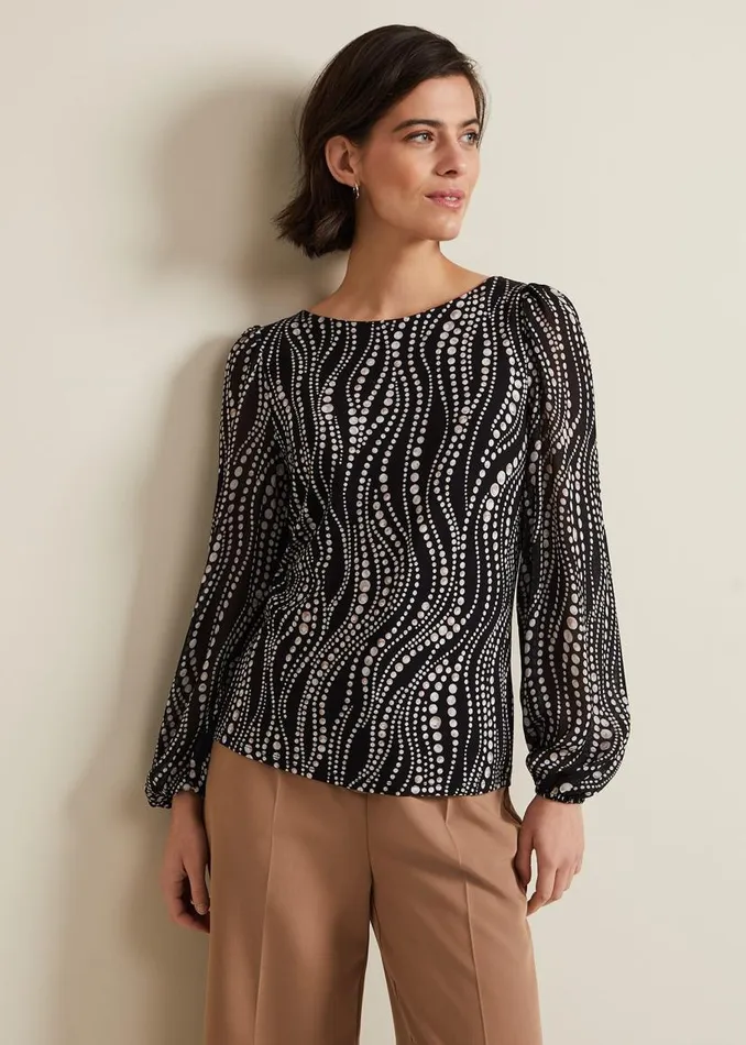 Phase Eight Tops and TShirts Patricia Pearl Print Woven Mix Top Black 8211 Women Phase Eight Tops and TShirts Patricia Pearl Print Woven Mix Top Black 8211 Women
