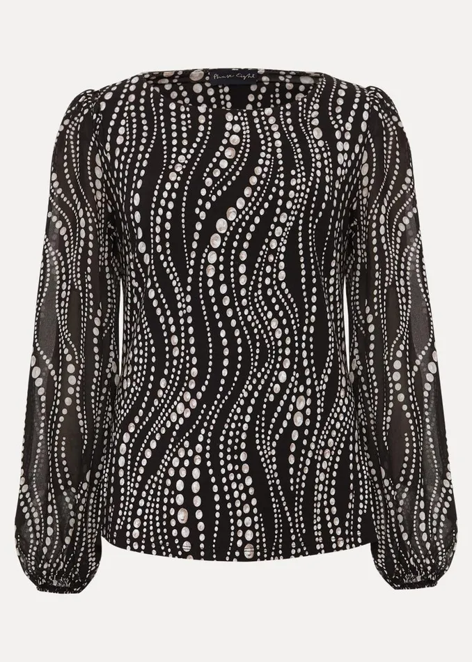 Phase Eight Tops and TShirts Patricia Pearl Print Woven Mix Top Black 8211 Women Phase Eight Tops and TShirts Patricia Pearl Print Woven Mix Top Black 8211 Women