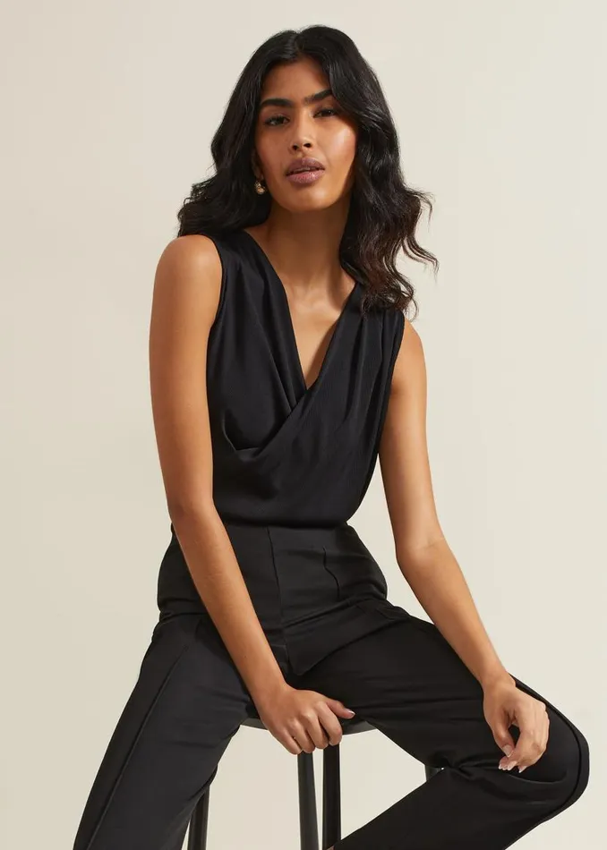 Phase Eight Tops and TShirts Sutton Sleeveless Drape Rib Top Black 8211 Women Phase Eight Tops and TShirts Sutton Sleeveless Drape Rib Top Black 8211 Women