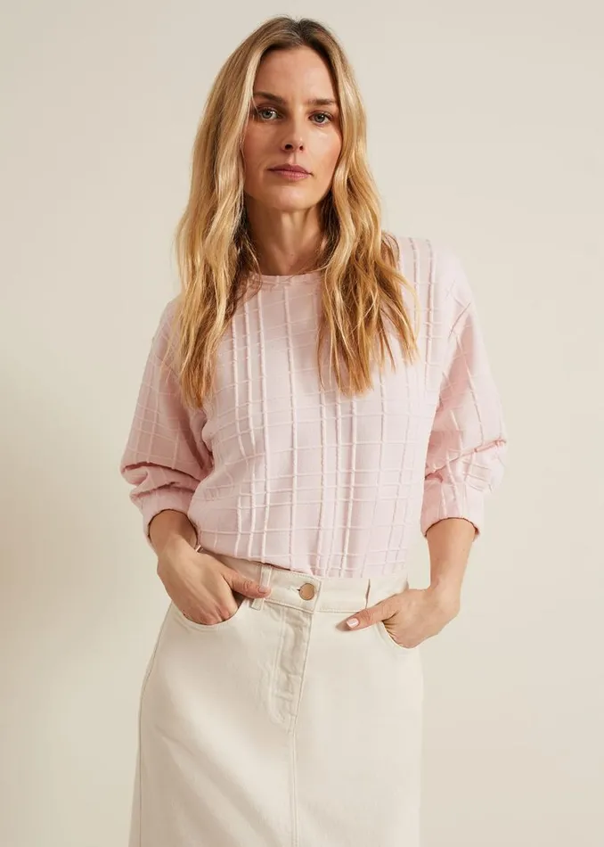 Phase Eight Tops and TShirts Tracy Check Textured Top Pink 8211 Women