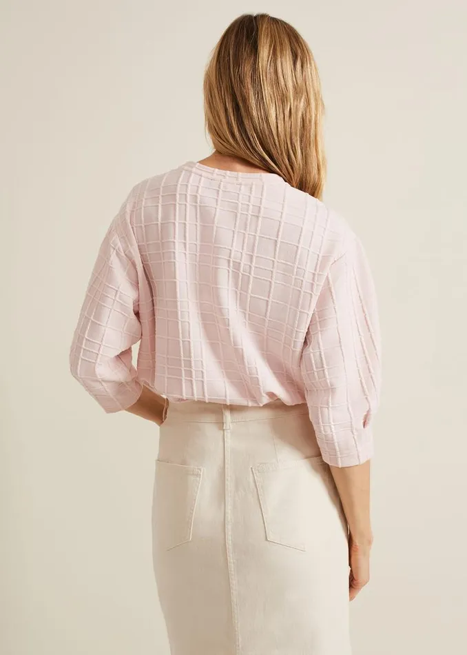Phase Eight Tops and TShirts Tracy Check Textured Top Pink 8211 Women