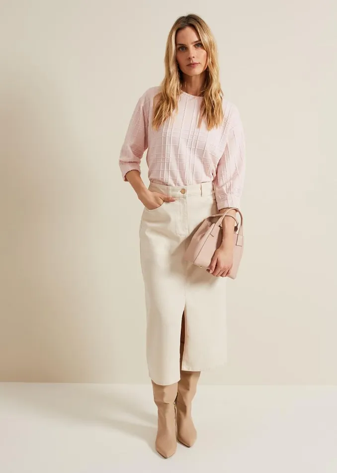 Phase Eight Tops and TShirts Tracy Check Textured Top Pink 8211 Women