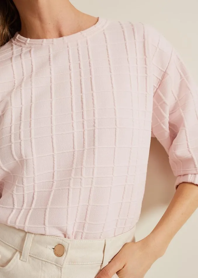 Phase Eight Tops and TShirts Tracy Check Textured Top Pink 8211 Women