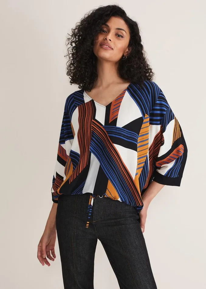 Phase Eight Tops and TShirts Tzara V Neck Top Blackmulti 8211 Women