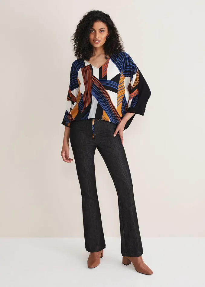 Phase Eight Tops and TShirts Tzara V Neck Top Blackmulti 8211 Women