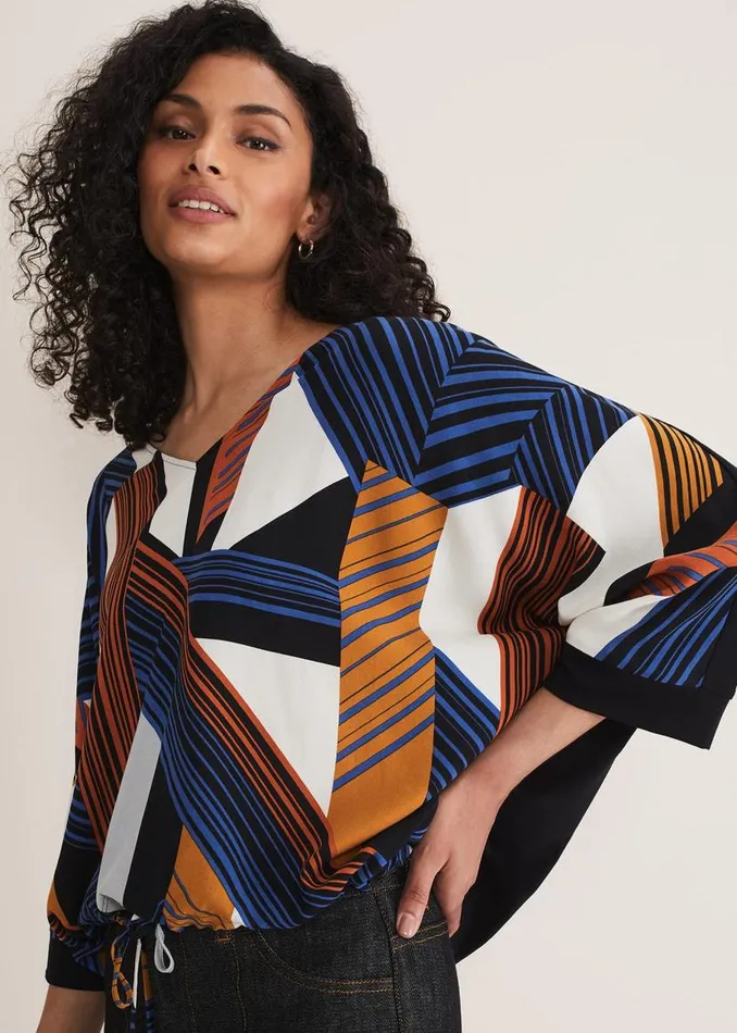 Phase Eight Tops and TShirts Tzara V Neck Top Blackmulti 8211 Women
