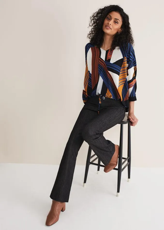 Phase Eight Tops and TShirts Tzara V Neck Top Blackmulti 8211 Women
