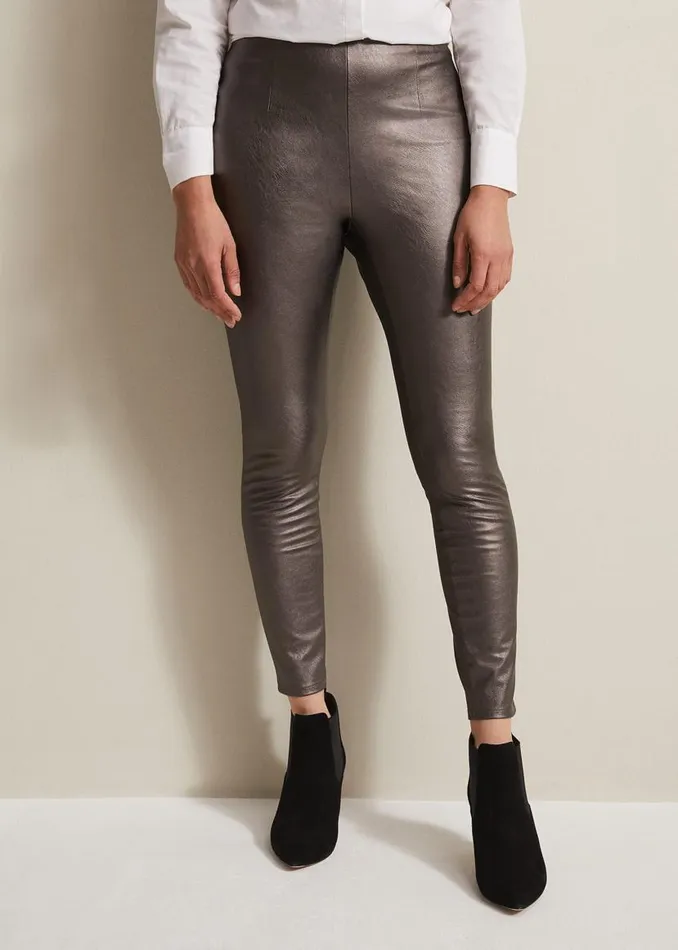 Phase Eight Trousers Amina Silver Faux Leather Jeggings Silver 8211 Women