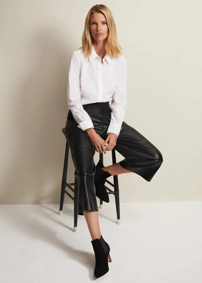 Phase Eight Trousers Emeline Black Faux Leather Culottes Black 8211 Women
