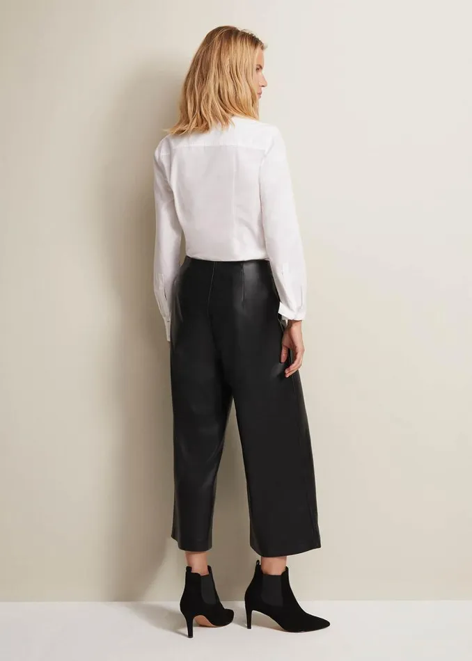 Phase Eight Trousers Emeline Black Faux Leather Culottes Black 8211 Women