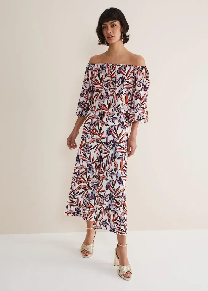 Phase Eight Trousers Lois Leaf Print Culottes Multicoloured 8211 Women