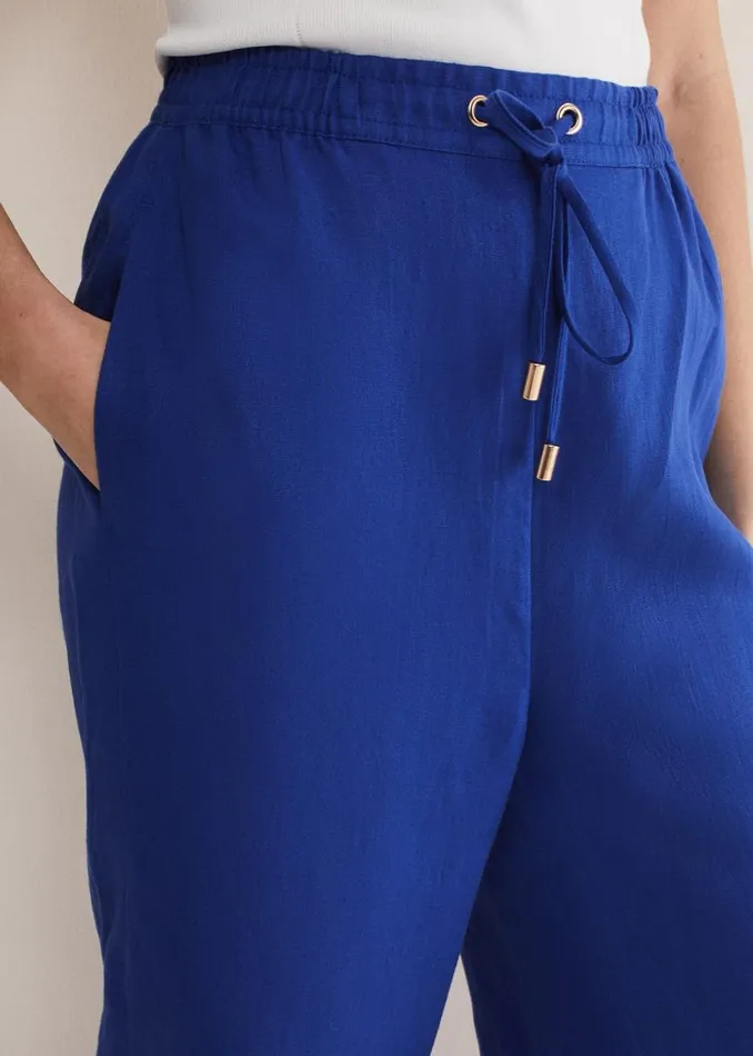 Phase Eight Trousers Lolita Blue Linen Wide Leg Trousers Cobalt 8211 Women