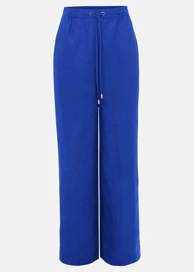 Phase Eight Trousers Lolita Blue Linen Wide Leg Trousers Cobalt 8211 Women