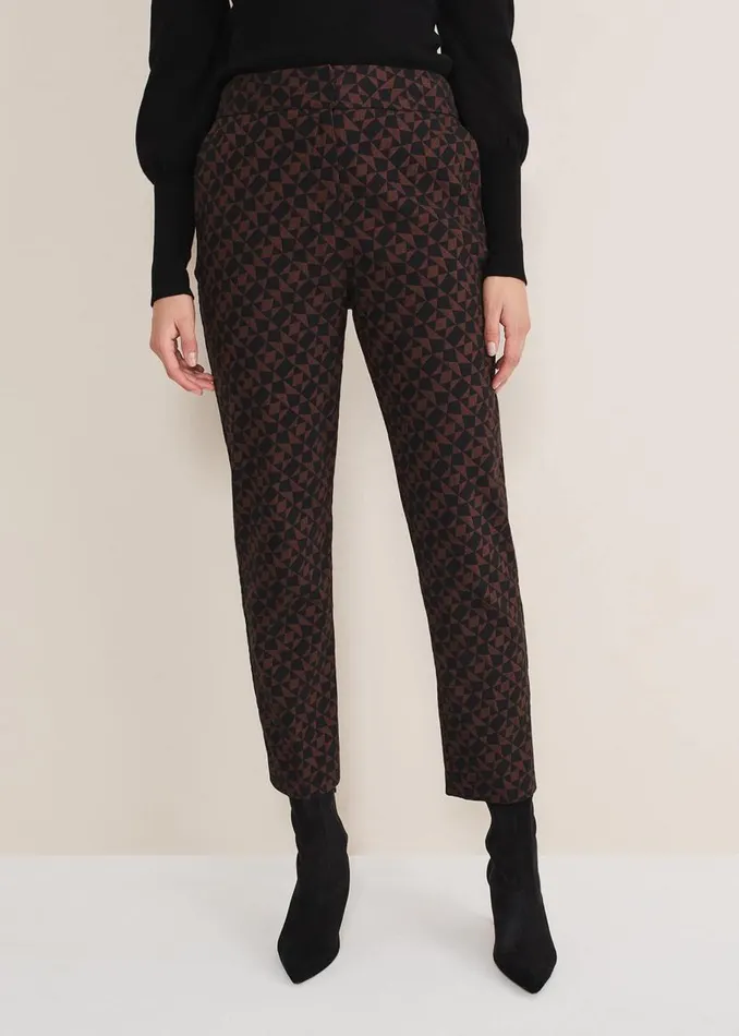 Phase Eight Trousers Mackenzie Geo Jacquard Tapered Trouser Blackchocolate 8211 Women Phase Eight Trousers Mackenzie Geo Jacquard Tapered Trouser Blackchocolate 8211 Women