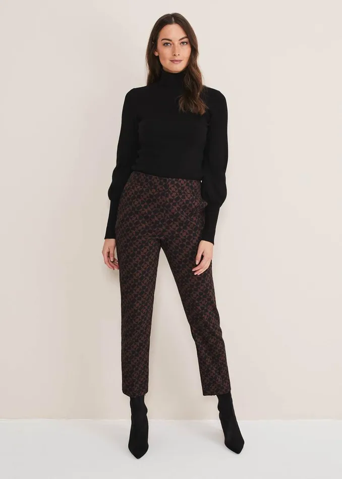 Phase Eight Trousers Mackenzie Geo Jacquard Tapered Trouser Blackchocolate 8211 Women