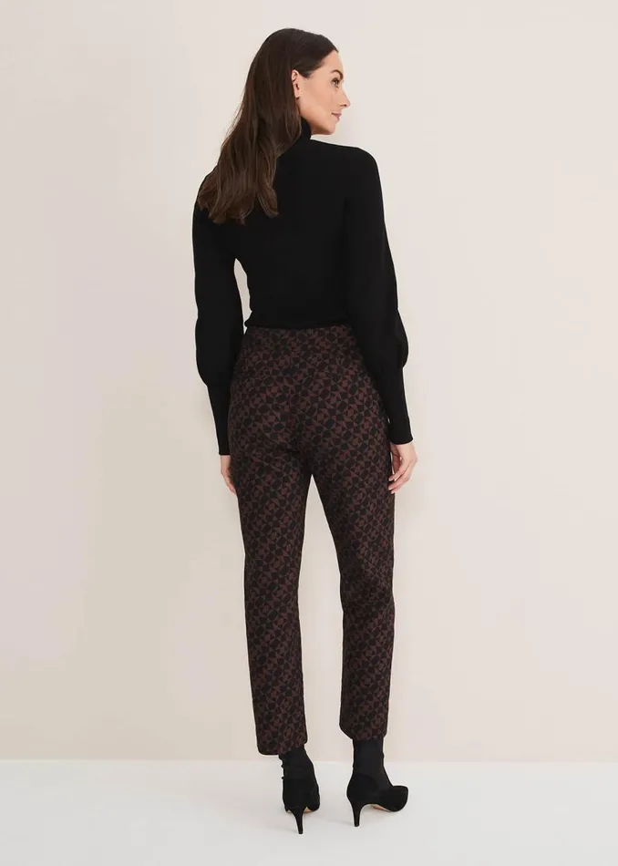 Phase Eight Trousers Mackenzie Geo Jacquard Tapered Trouser Blackchocolate 8211 Women