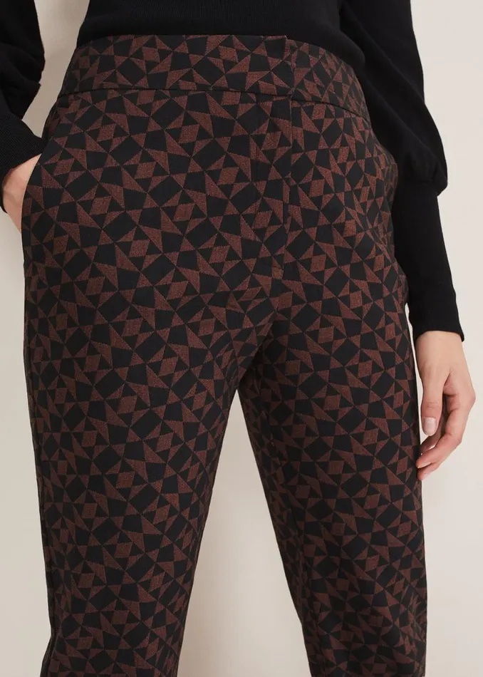 Phase Eight Trousers Mackenzie Geo Jacquard Tapered Trouser Blackchocolate 8211 Women