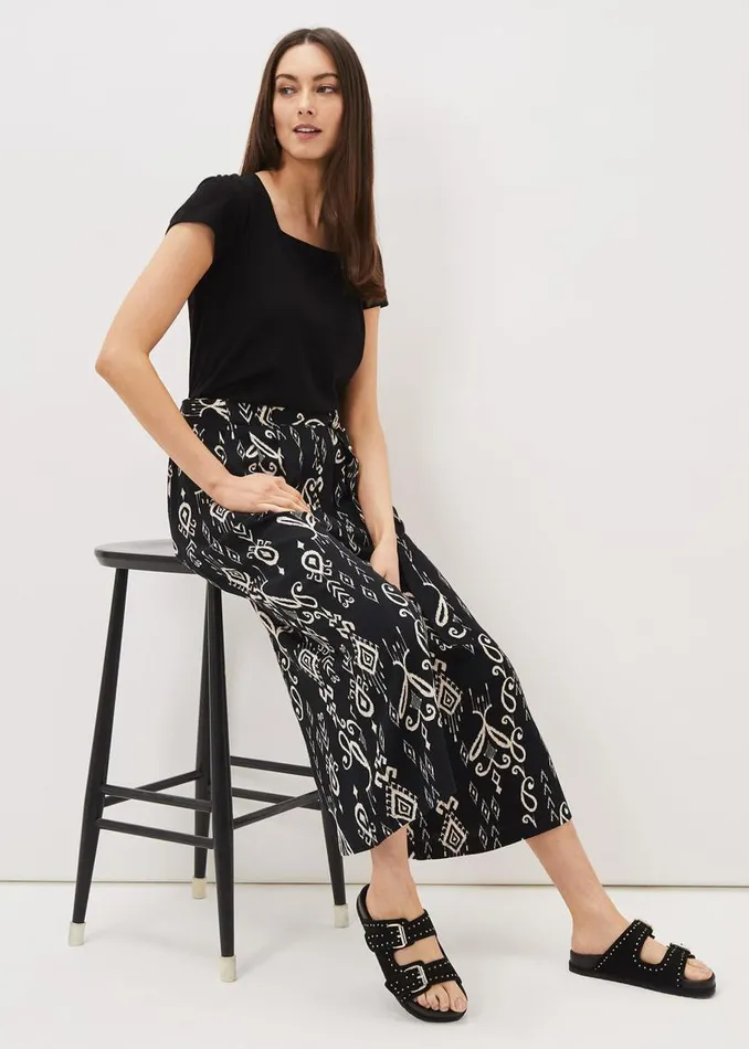 Phase Eight Trousers Malaya Ikat Printed Culotte Blackivory 8211 Women