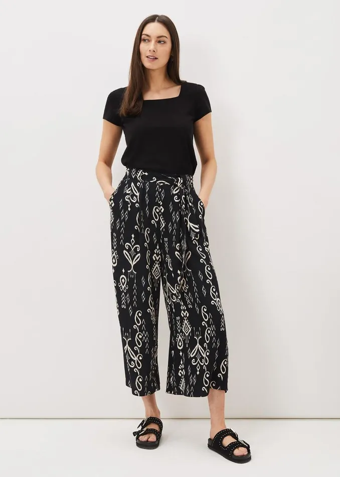 Phase Eight Trousers Malaya Ikat Printed Culotte Blackivory 8211 Women