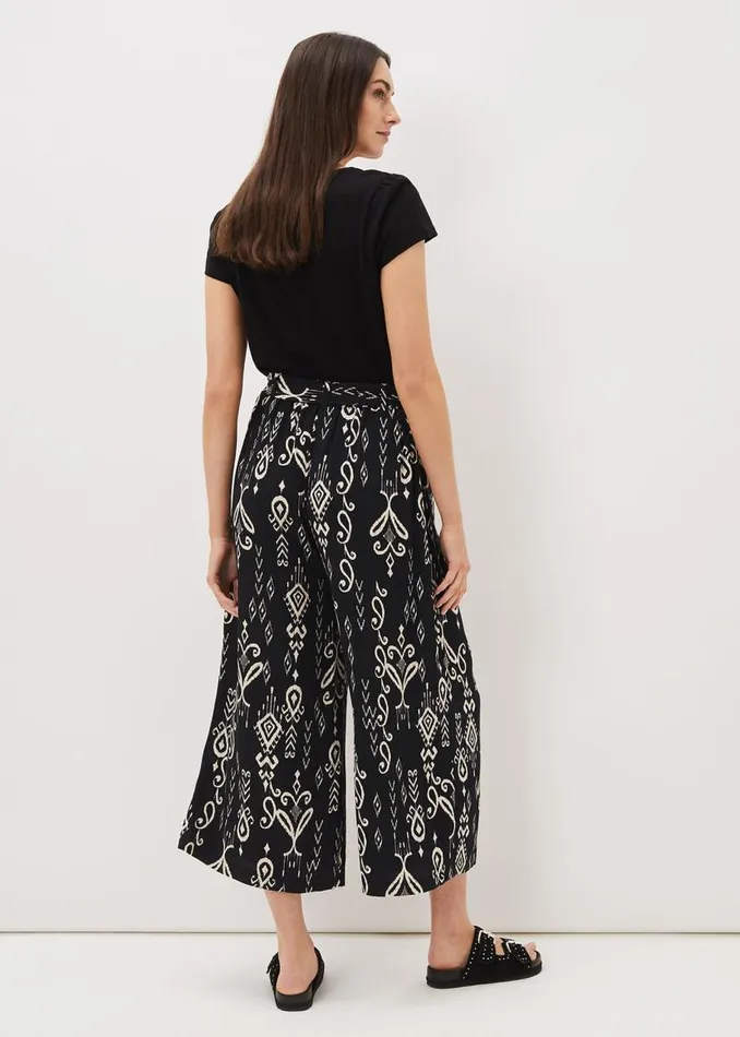Phase Eight Trousers Malaya Ikat Printed Culotte Blackivory 8211 Women