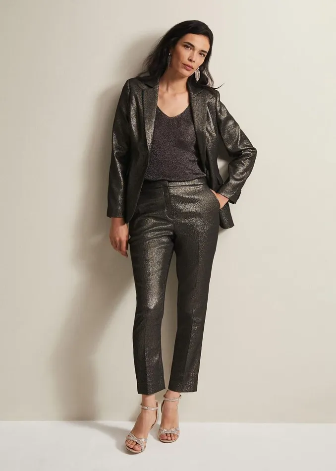 Phase Eight Trousers Ulrica Shimmer Straight Leg Trousers Metallic 8211 Women