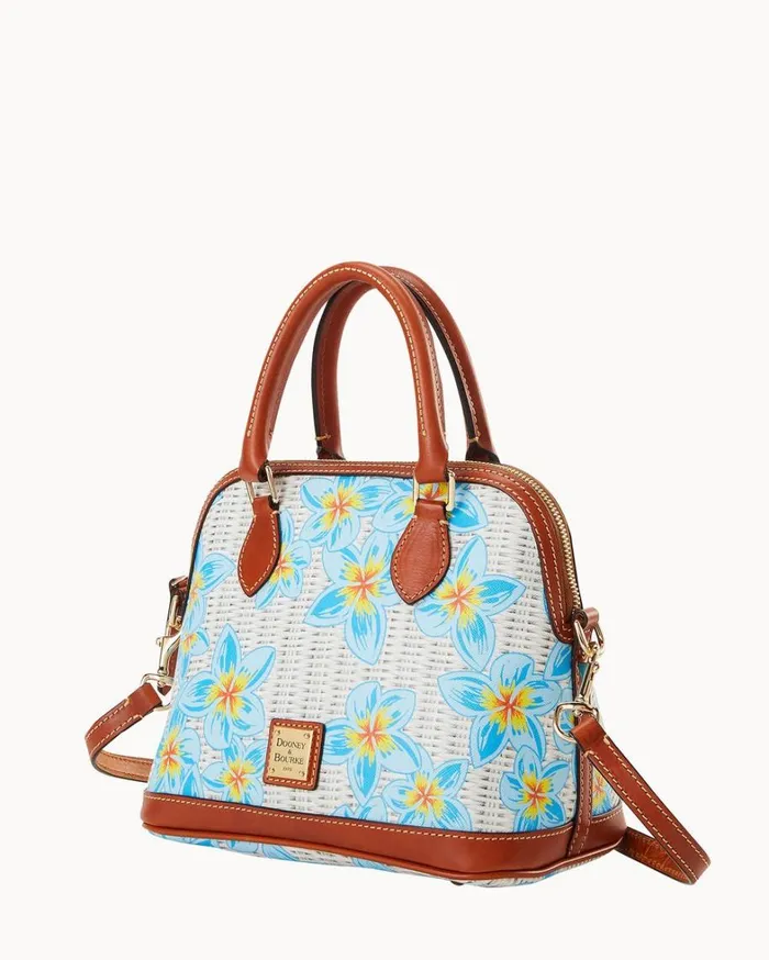 Plumeria Satchel Sky Blue White Women Dooney and Bourke Satchels Plumeria Satchel Sky Blue White Women Dooney and Bourke Satchels