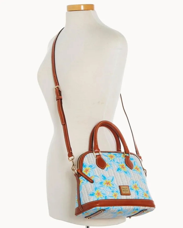 Plumeria Satchel Sky Blue White Women Dooney and Bourke Satchels Plumeria Satchel Sky Blue White Women Dooney and Bourke Satchels