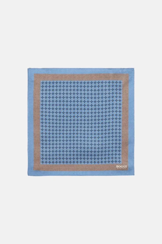 Pocket Squares Men Boggi Milano Geometric Silk Pocket Square Blue
