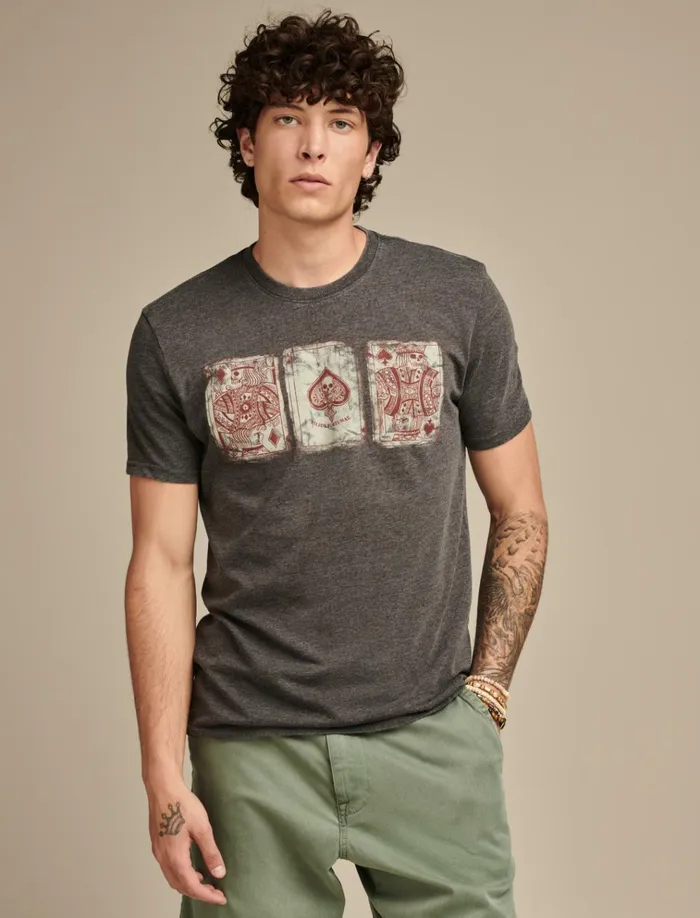 Poker Cards Tee Jet Black Men Lucky Brand Graphic Tees