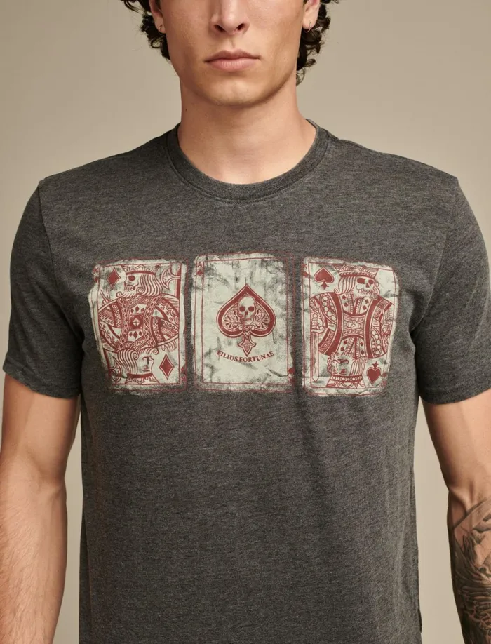 Poker Cards Tee Jet Black Men Lucky Brand Graphic Tees