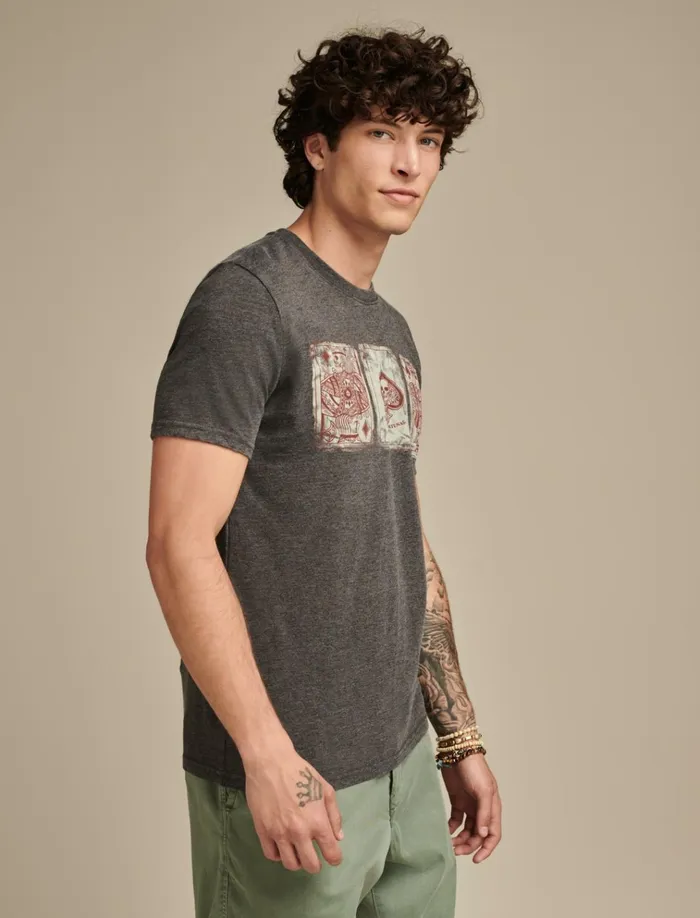 Poker Cards Tee Jet Black Men Lucky Brand Graphic Tees