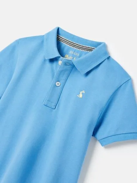 Polo Shirts Boys Joules Blue Pique Cotton Polo Shirt