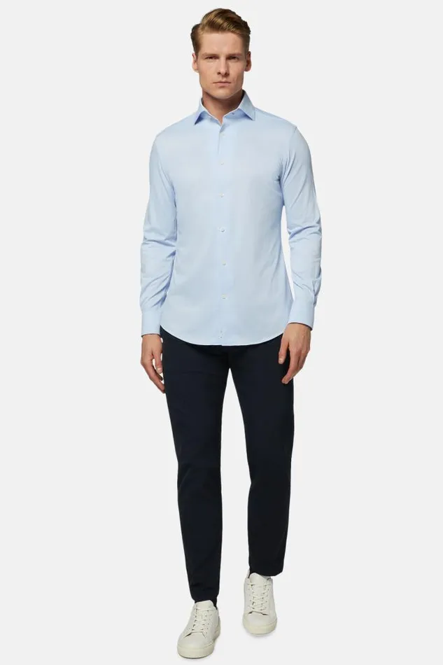 Polo Shirts Men Boggi Milano Regular Fit Japanese Jersey Polo Shirt Light Blu