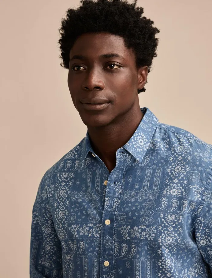 Printed Paisley 1 Pocket Long Sleeve Shirt Blue Multi Men Lucky Brand Shirts and Tops
