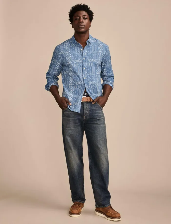 Printed Paisley 1 Pocket Long Sleeve Shirt Blue Multi Men Lucky Brand Shirts and Tops