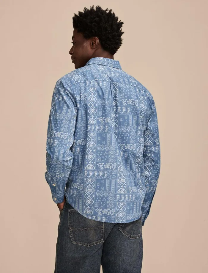 Printed Paisley 1 Pocket Long Sleeve Shirt Blue Multi Men Lucky Brand Shirts and Tops