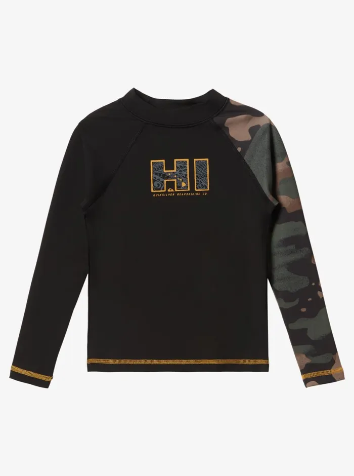 Quiksilver 816 Hi Island Rush Long Sleeve UPF 50 Rashguard Black Boys Rashguards