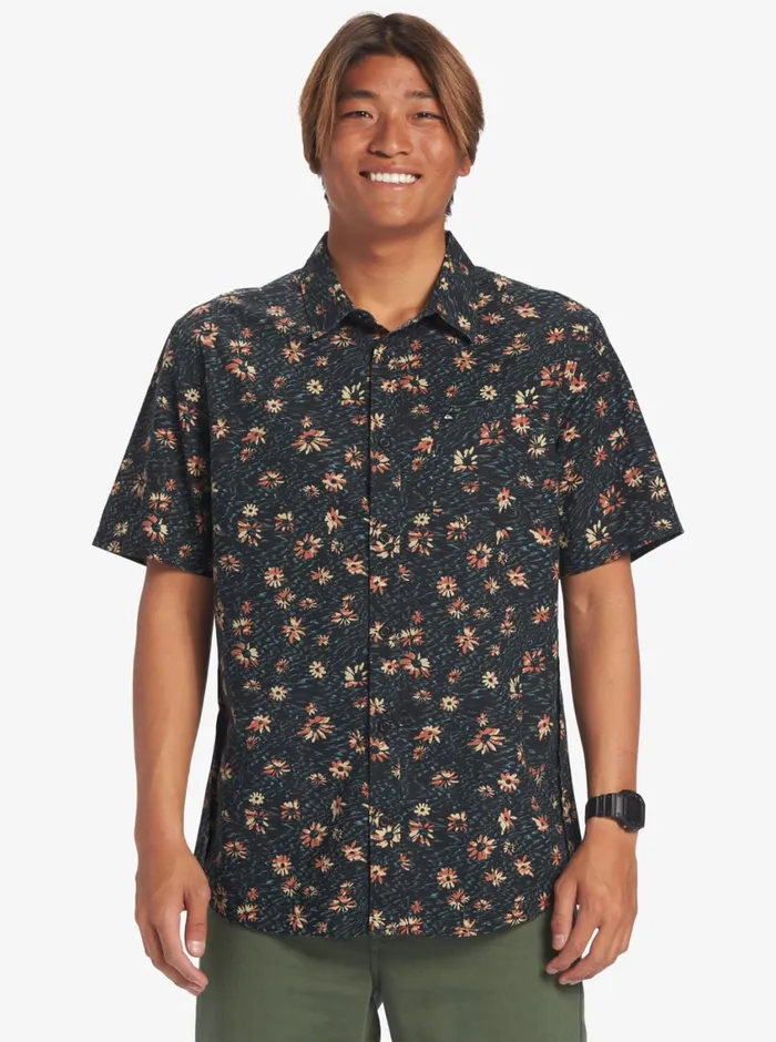 Quiksilver Future Hippie Short Sleeve Woven Shirt Black Future Hippy Mens Shirts and Polos Quiksilver Future Hippie Short Sleeve Woven Shirt Black Future Hippy Mens Shirts and Polos