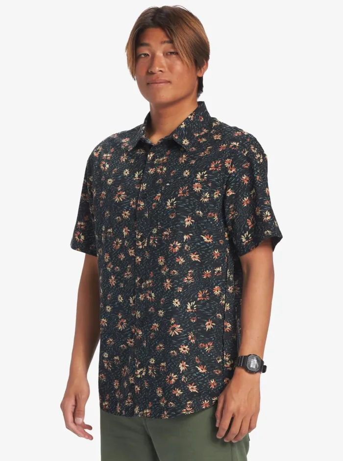 Quiksilver Future Hippie Short Sleeve Woven Shirt Black Future Hippy Mens Shirts and Polos Quiksilver Future Hippie Short Sleeve Woven Shirt Black Future Hippy Mens Shirts and Polos