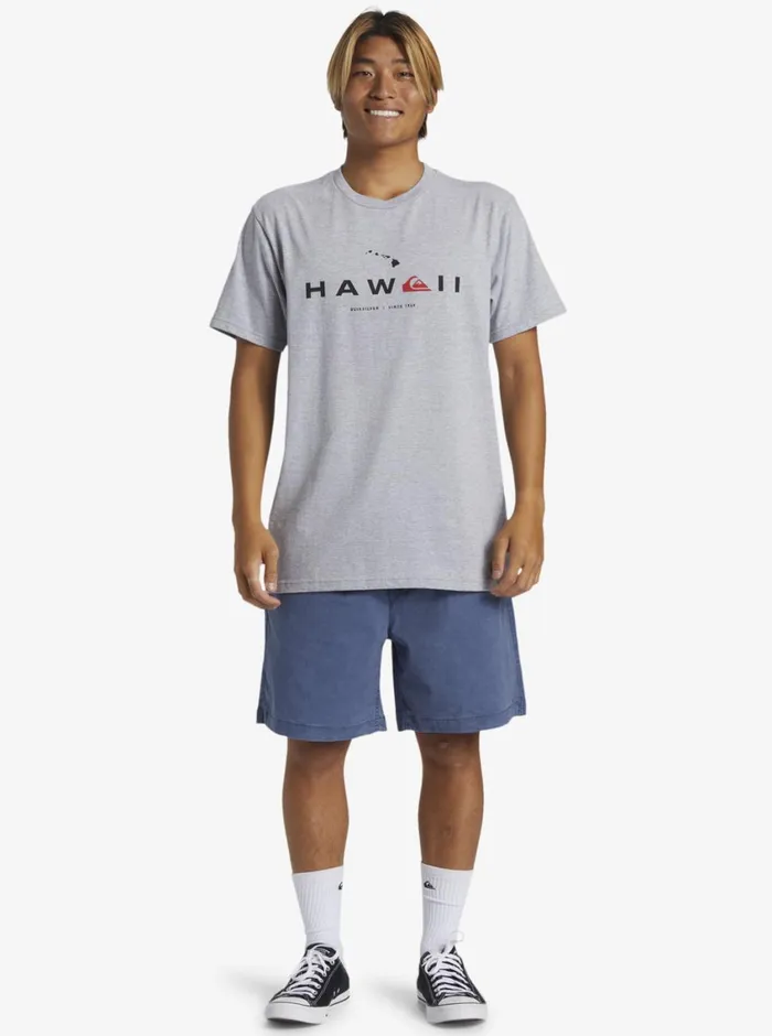 Quiksilver Hawaii State Of Mind TShirt Athletic Heather Mens Tees Quiksilver Hawaii State Of Mind TShirt Athletic Heather Mens Tees